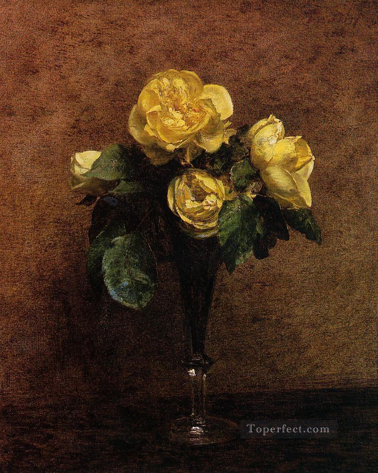 Fleurs Roses Marechal Neil flower painter Henri Fantin Latour Oil Paintings